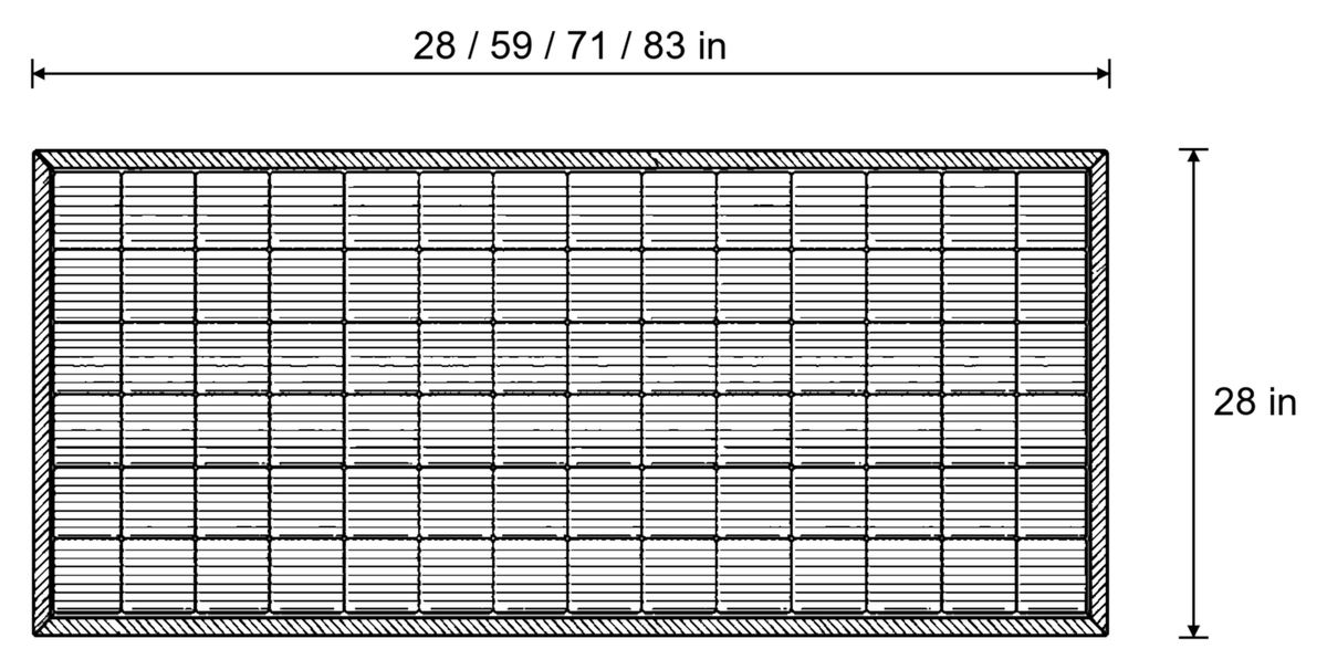 Dimensions sketch of the Metro Line Quilted Couch Cover Mat with measurements