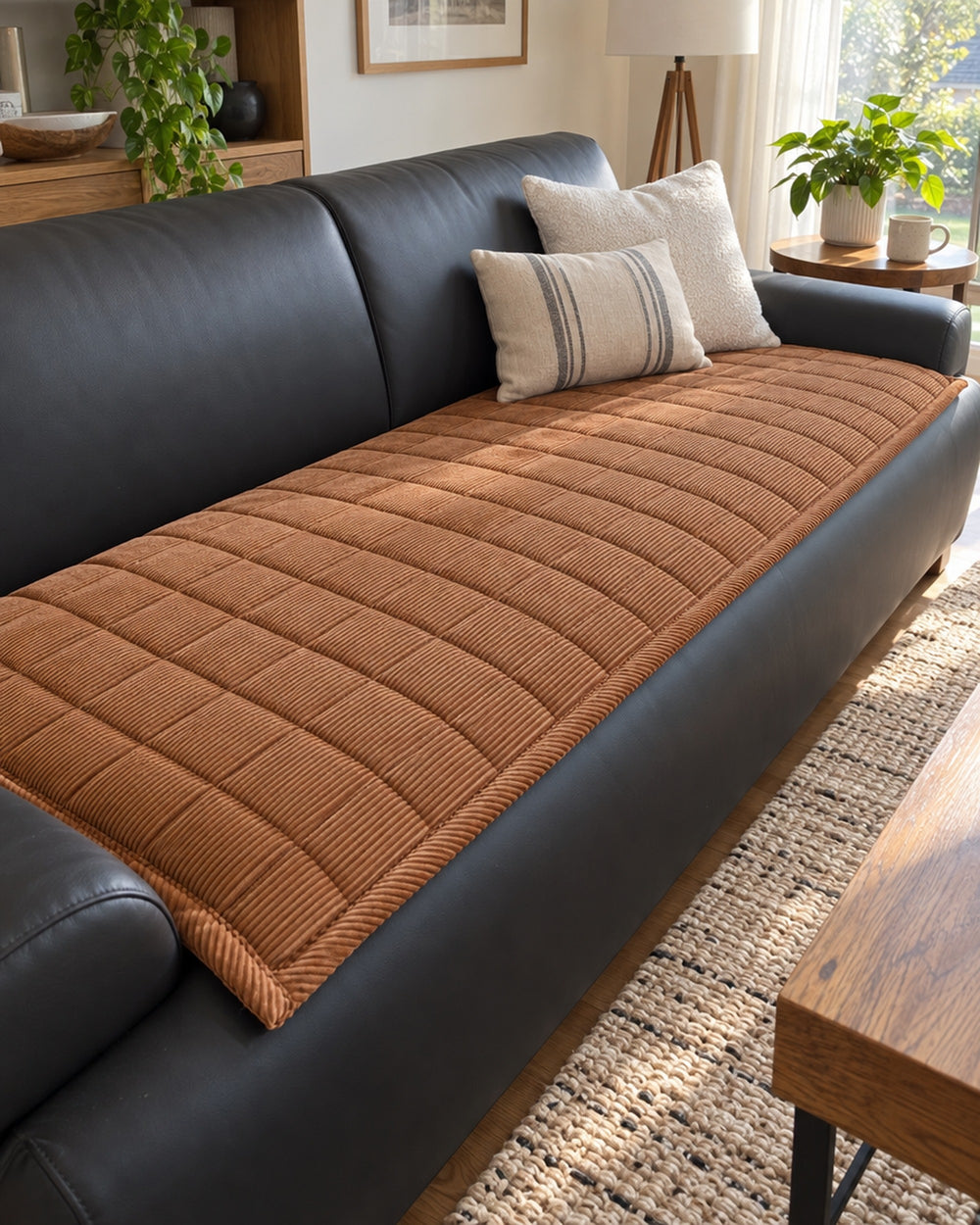 Metro Line Quilted Couch Cover Mat in a real home