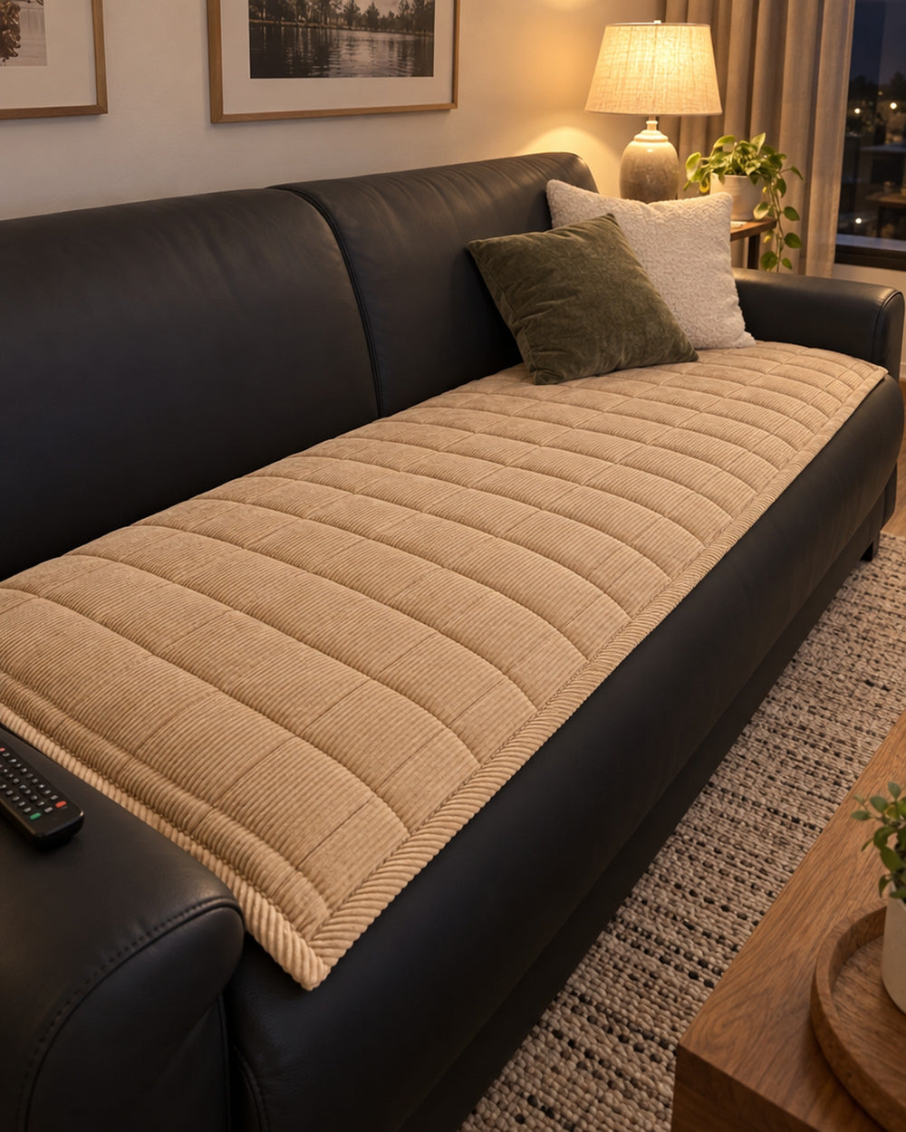 Metro Line Quilted Couch Cover Mat in a real home