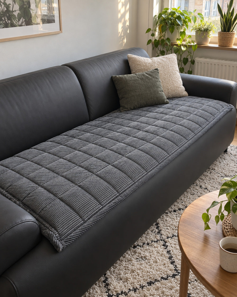 Metro Line Quilted Couch Cover Mat in a real home