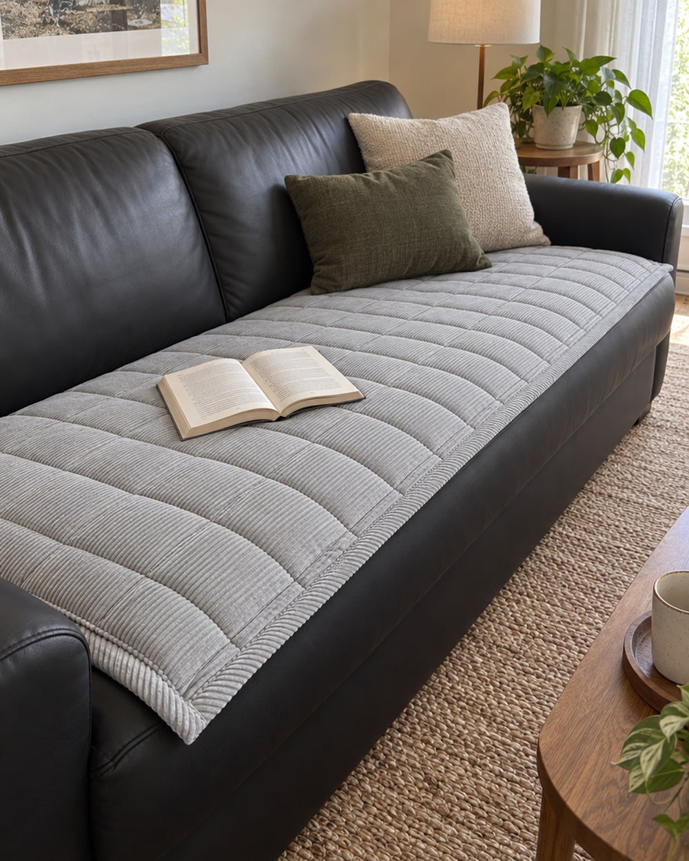 Metro Line Quilted Couch Cover Mat in a real home