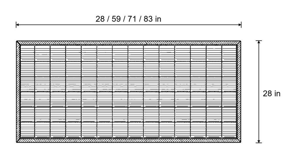 Dimensions sketch of the Metro Line Quilted Couch Cover Mat with measurements