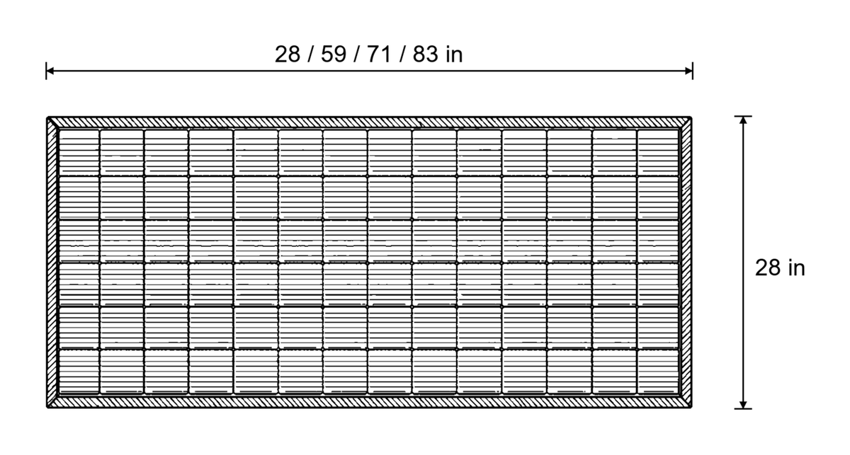 Dimensions sketch of the Metro Line Quilted Couch Cover Mat with measurements