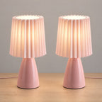 Pink: Milkshake Ceramic Cone Nightstand Lamp, Set of 2, both lamps switched on