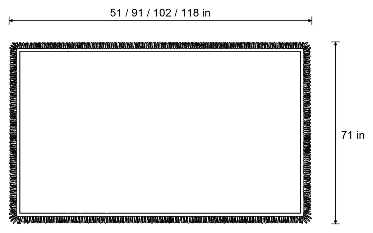 Dimensions sketch of the Minimalist Sofa Cover with measurements