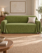 Green: Minimalist Sofa Cover shown on a full sofa