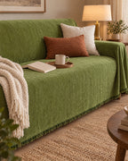 Green: Minimalist Sofa Cover on a cozy lived-in sofa