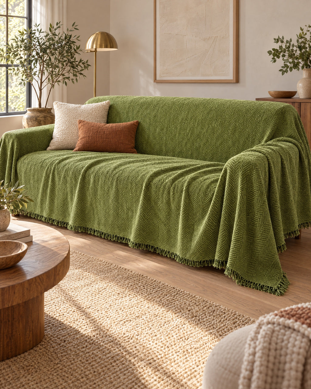Green: The drape and fall of the Minimalist Sofa Cover