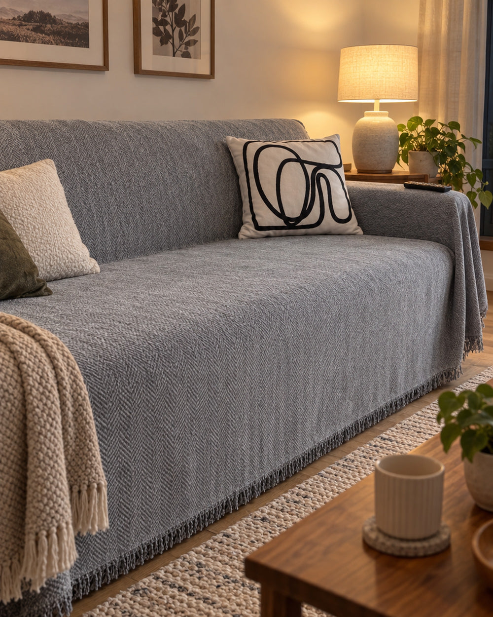 Minimalist Sofa Cover in a real home