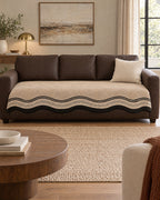 Desert Wave: Modern Wave Anti-Slip Sofa Cover shown on a full sofa