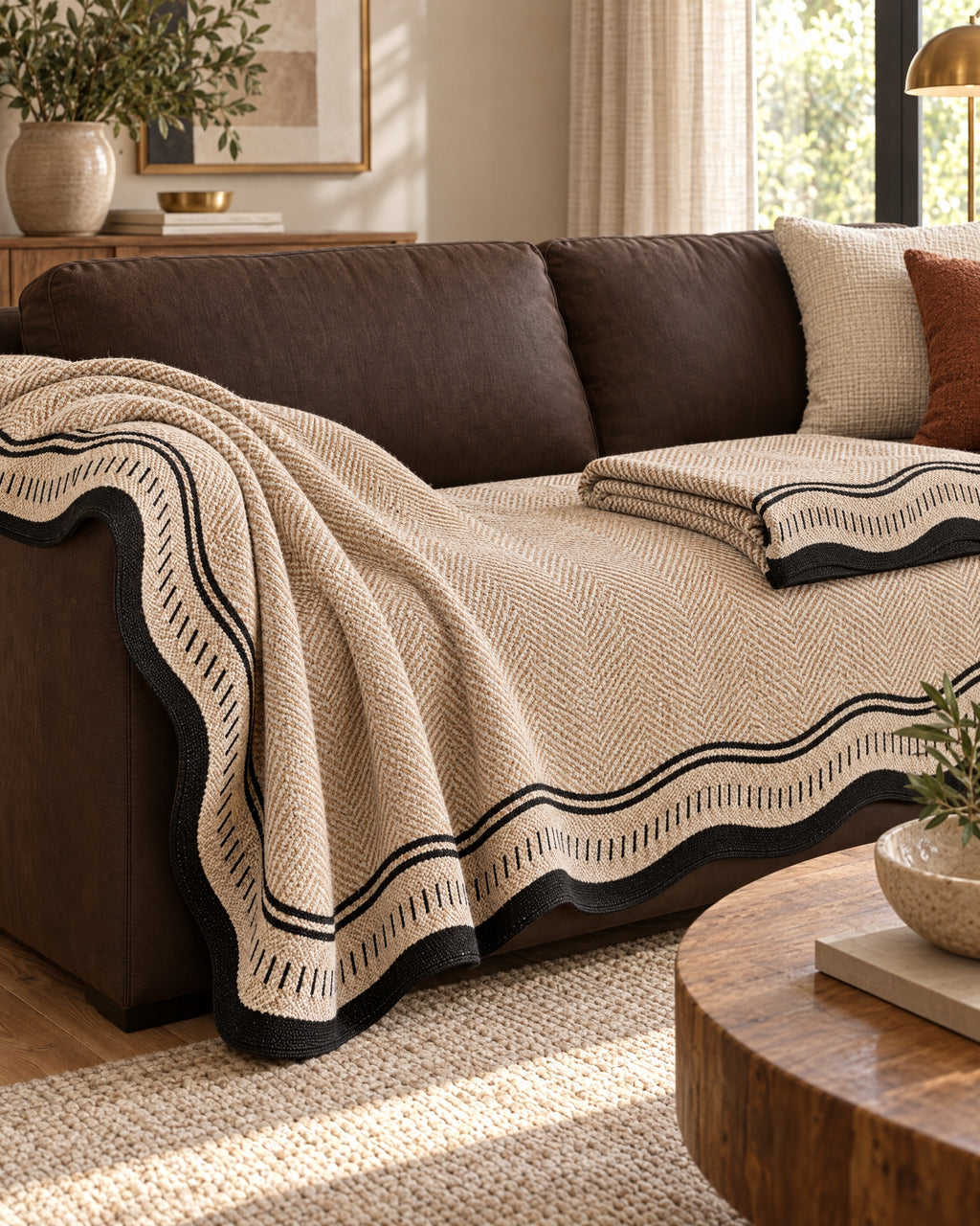 Desert Wave: The drape and fall of the Modern Wave Anti-Slip Sofa Cover