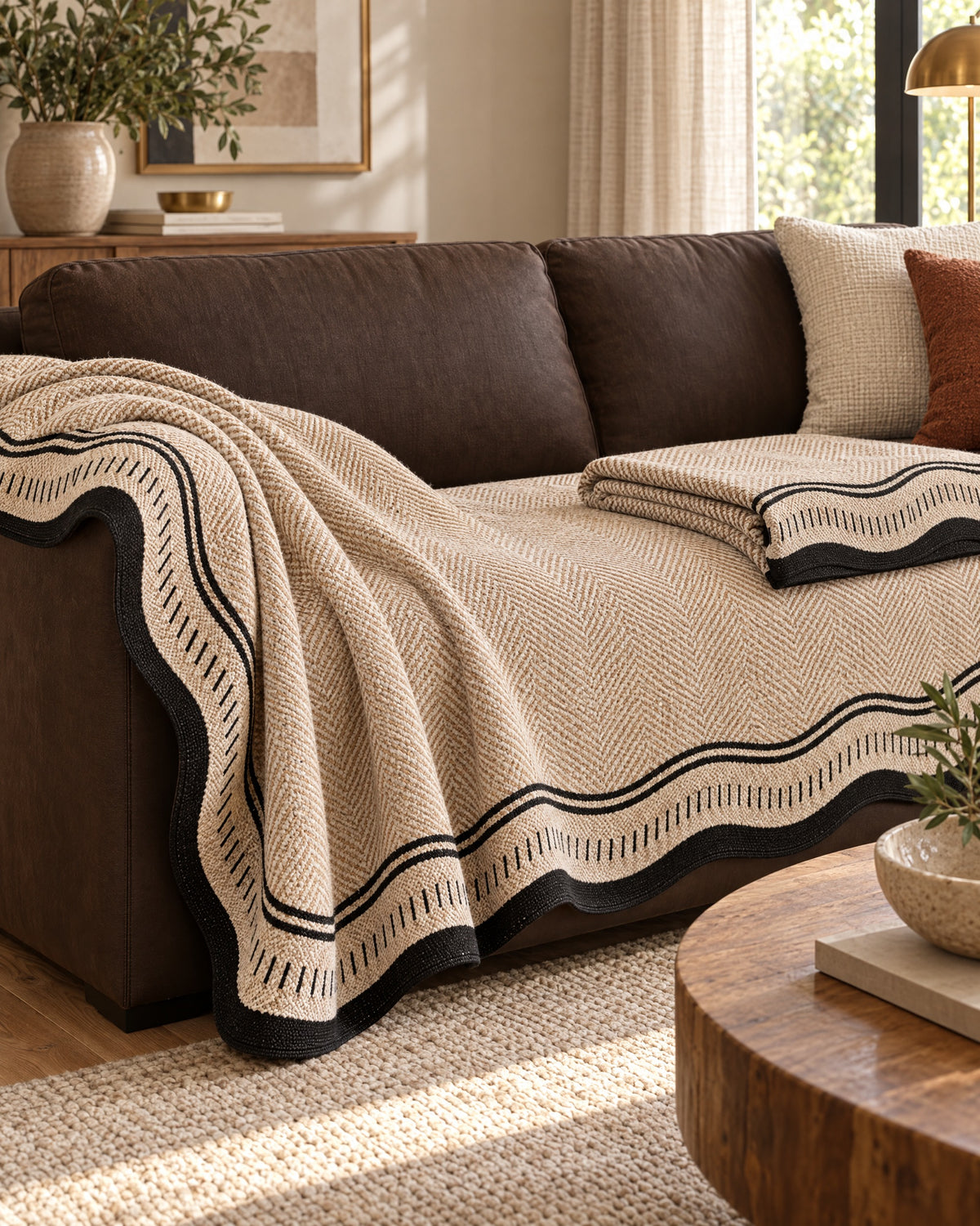 Desert Wave: The drape and fall of the Modern Wave Anti-Slip Sofa Cover