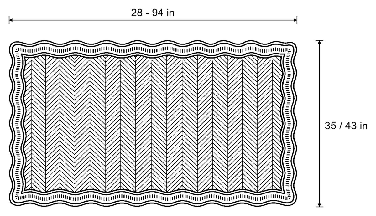 Dimensions sketch of the Modern Wave Anti-Slip Sofa Cover with measurements