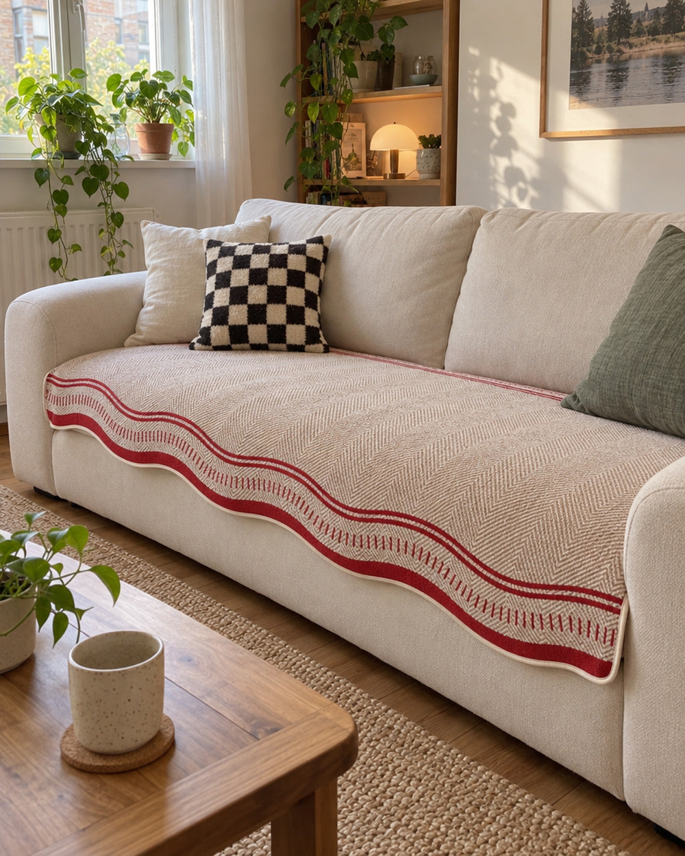 Modern Wave Anti-Slip Sofa Cover in a real home