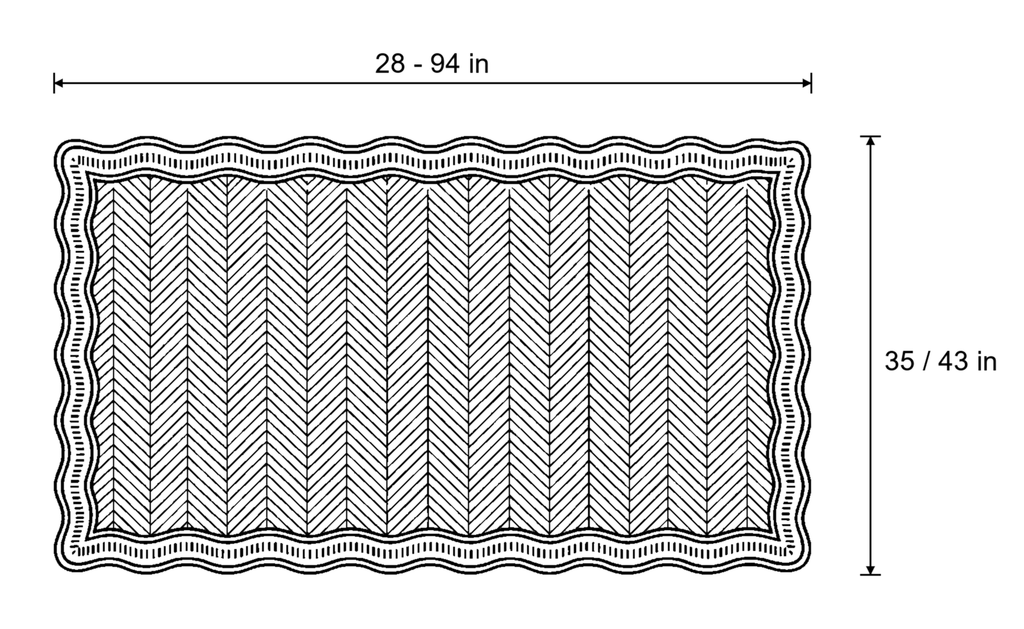 Dimensions sketch of the Modern Wave Anti-Slip Sofa Cover with measurements