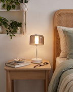 Noir Cordless Dome Nightstand Lamp — white hero
