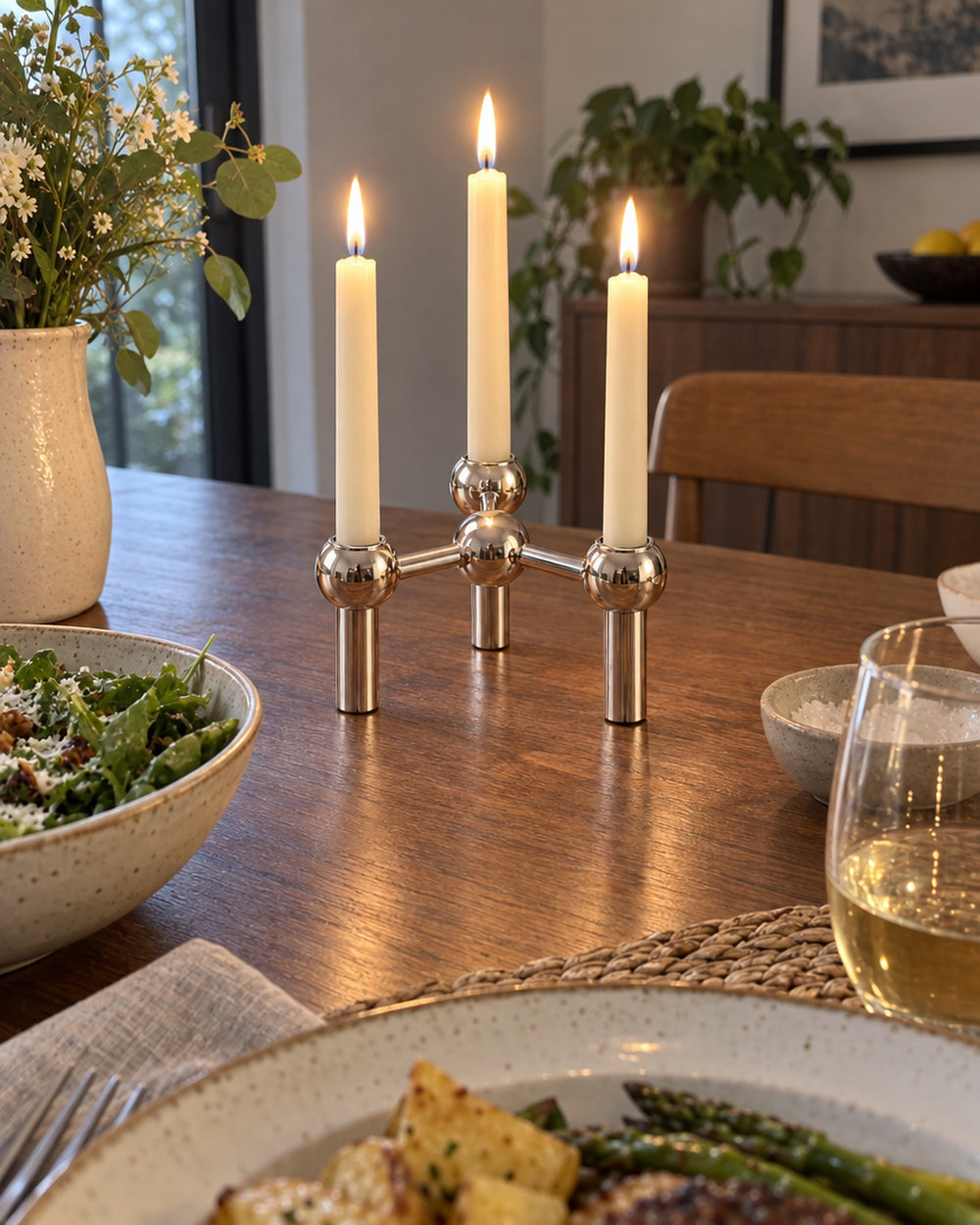 Orbit Stackable Metal Candlestick in a real home