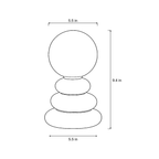 Dimensions sketch of the Pebble Stack Ceramic Nightstand Lamp with measurements