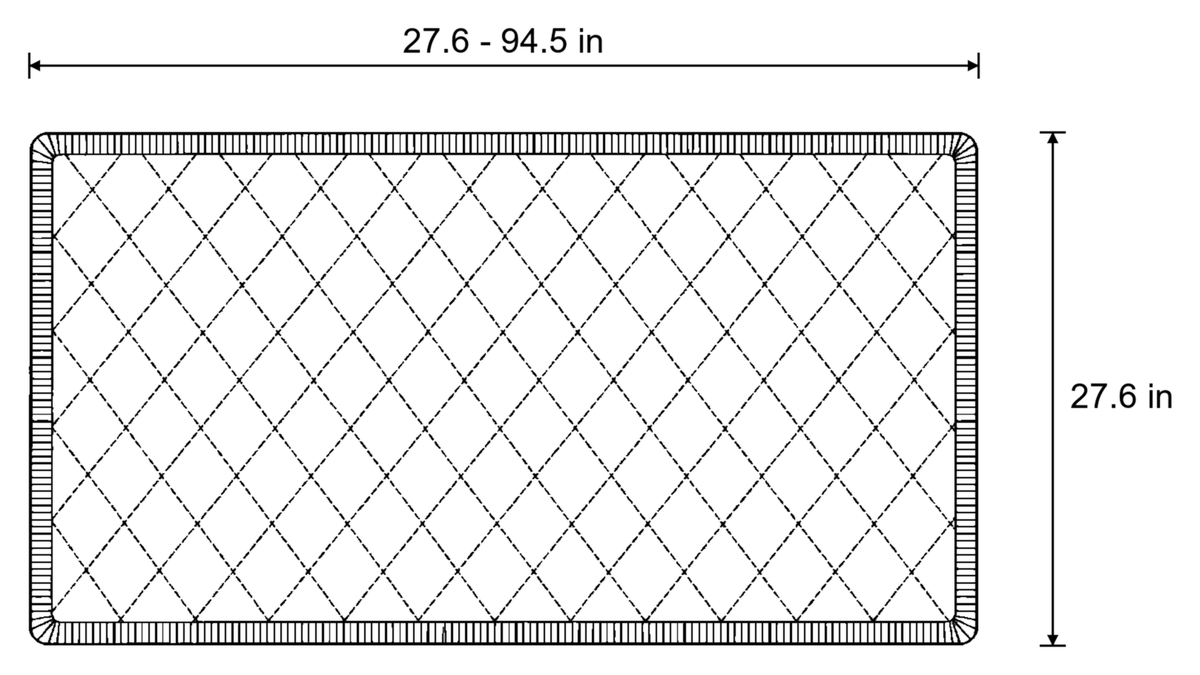 Dimensions sketch of the Pet-Friendly Textured Quilted Sofa Seat Protector with measurements