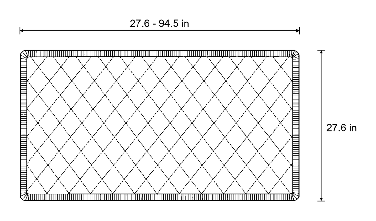 Dimensions sketch of the Pet-Proof Textured Quilted Sofa Protector Slipcover with measurements