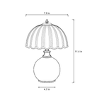 Dimensions sketch of the Petal Dome Ceramic Nightstand Lamp with measurements