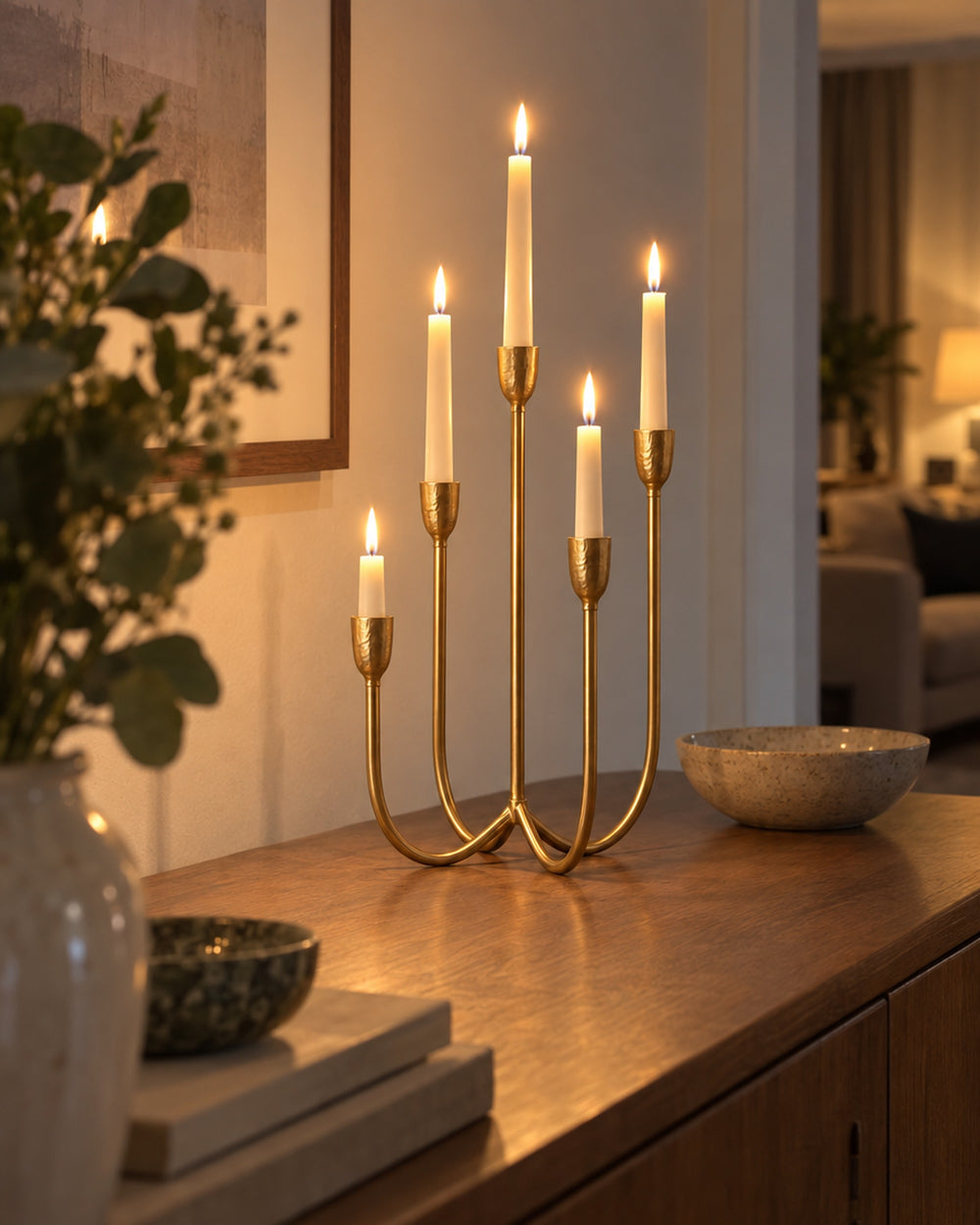 Quinta Five-Arm Iron Candelabra in a real home