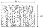 Dimensions sketch of the Ruched Bubble Plush Blanket, Cream, Sherpa Back with measurements