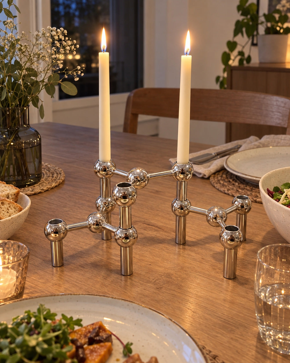 Orbit Stackable Metal Candlestick in a real home