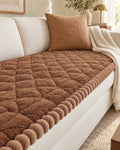 Mocha Brown: Snuggle Sherpa Plush Sofa Protector Cover, styled on a sofa