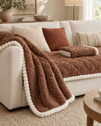 Mocha Brown: The drape and fall of the Snuggle Sherpa Plush Sofa Protector Cover