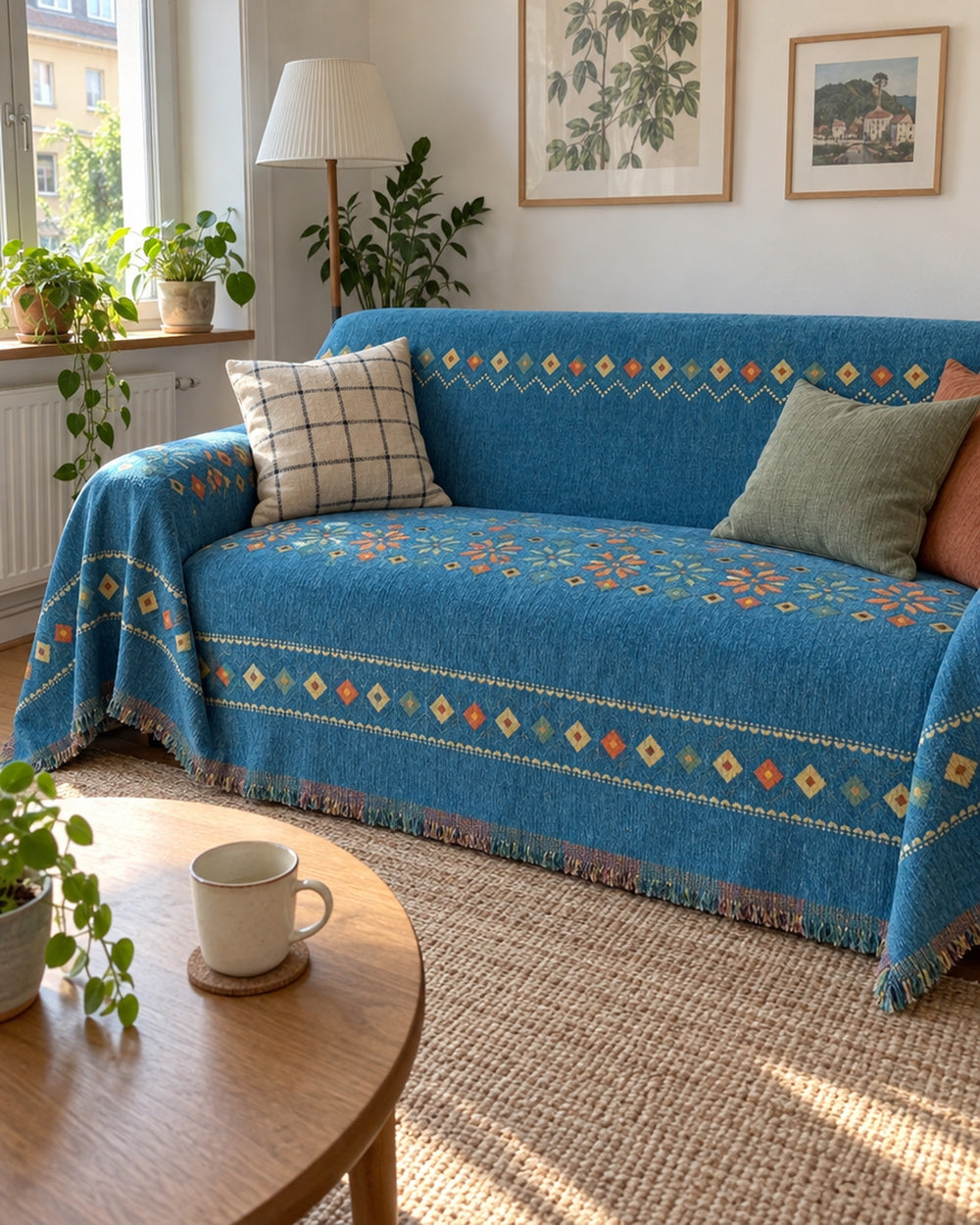 Stylish Boho Sofa Cover in a real home