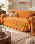 Orange: The drape and fall of the Stylish Boho Sofa Cover