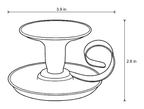 Dimensions sketch of the Tazza Iron Teacup Candle Holder with measurements