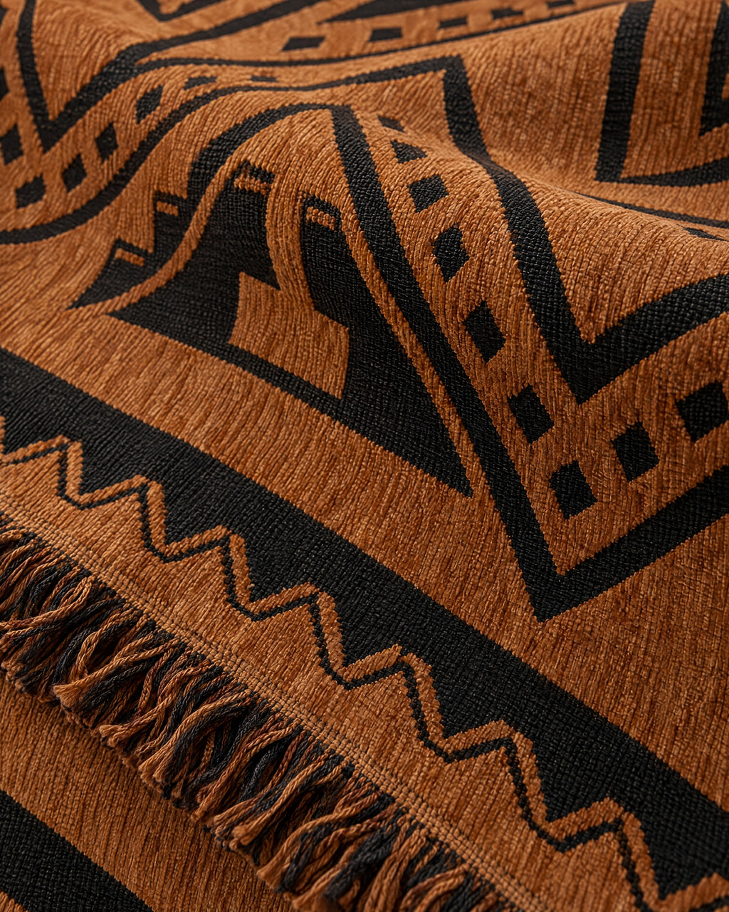 Bold Triangles: Close-up of the fabric of the Tribal Geometric Chenille Sofa Cover