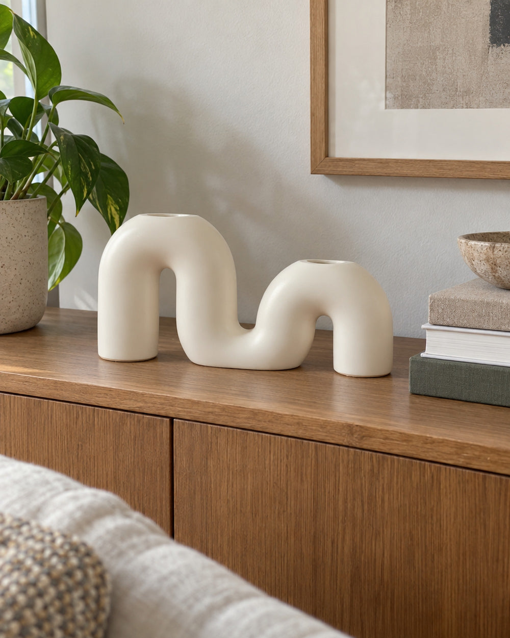 Twist Ceramic Double Candle Holder in a real home