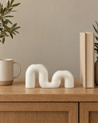 Twist Ceramic Double Candle Holder shown at true scale
