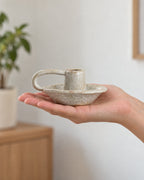 Wabi Speckled Ceramic Chamberstick shown at true scale
