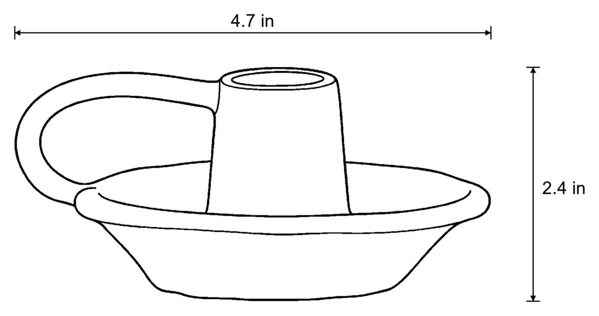Dimensions sketch of the Wabi Speckled Ceramic Chamberstick with measurements
