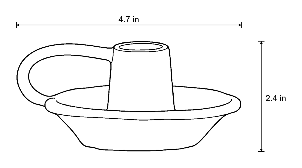 Dimensions sketch of the Wabi Speckled Ceramic Chamberstick with measurements