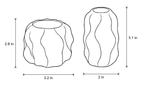 Dimensions sketch of the Wave Abstract Ceramic Candle Holder with measurements