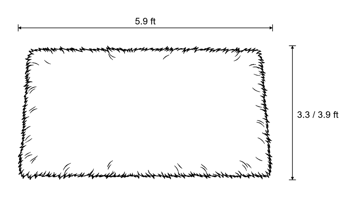 Dimensions sketch of the White Faux Sheepskin Area Rug, Washable with measurements
