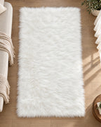 The White Faux Sheepskin Area Rug, Washable seen flat from above