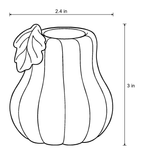 Dimensions sketch of the Zucca Pumpkin Ceramic Candle Holder with measurements